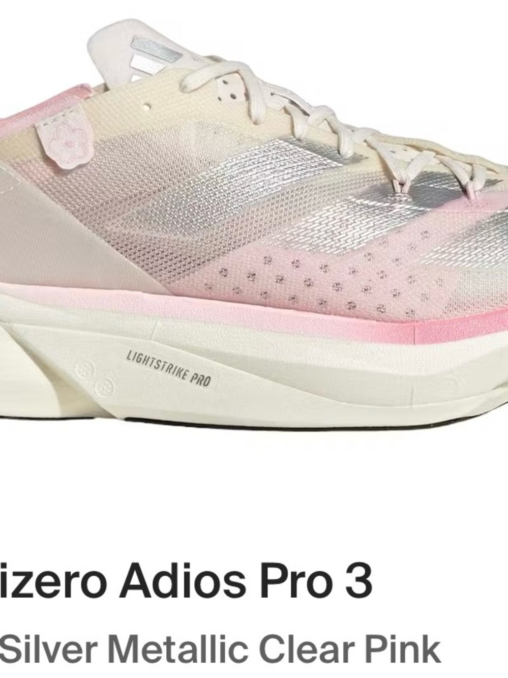 adidas Women's Running Sneaker in Silver and Clear Pink